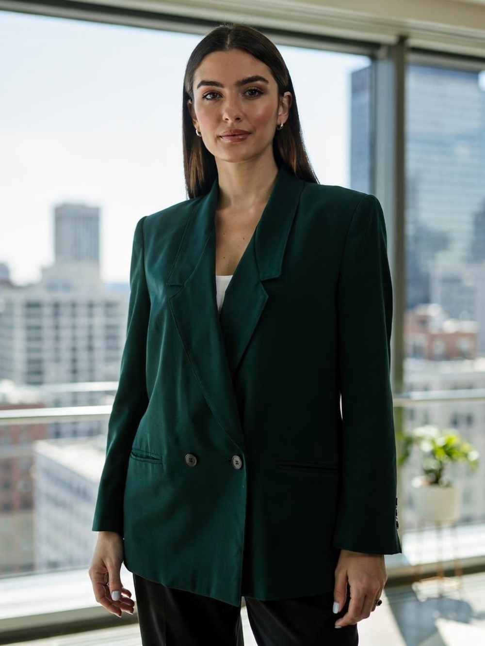 Koret Deep Emerald Double-Breasted Lined Blazer